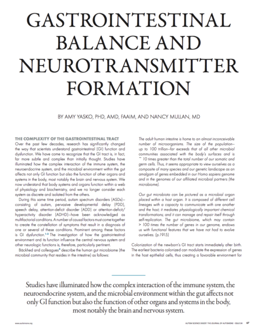 Gastrointestinal Balance and Neurotransmitter Formation